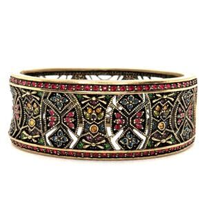 HEIDI DAUS "Byzantine Beauty" Crystal Spring Bangle Bracelet - Red Multicolor